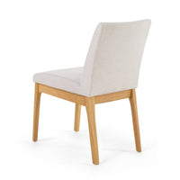 Dining Chair Set of 2, Brown Wood Frame, Light Beige Padded Fabric -BM335336