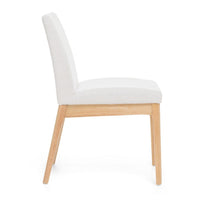 Dining Chair Set of 2, Brown Wood Frame, Light Beige Padded Fabric -BM335336