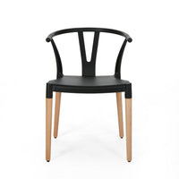 Dining Side Chair Set of 2, Sculpted Design 29 Inch Black Seat -BM335337