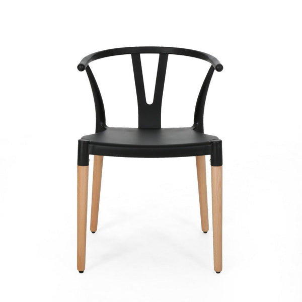 Dining Side Chair Set of 2, Sculpted Design 29 Inch Black Seat -BM335337