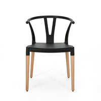 Dining Side Chair Set of 2, Sculpted Design 29 Inch Black Seat -BM335337