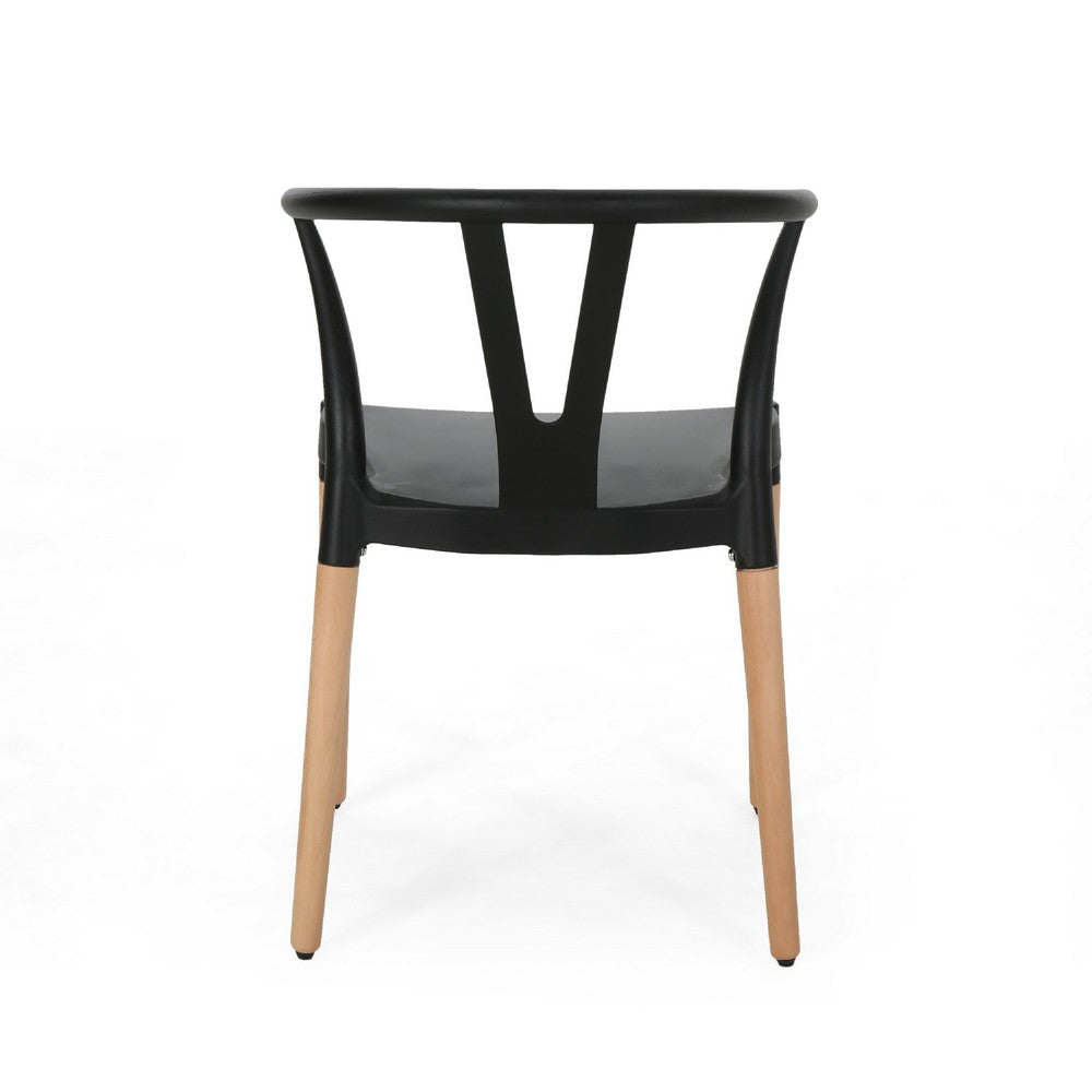 Dining Side Chair Set of 2, Sculpted Design 29 Inch Black Seat -BM335337