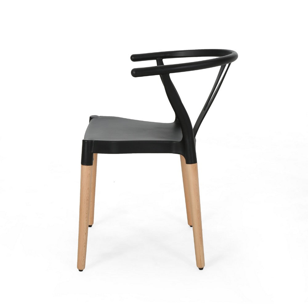 Dining Side Chair Set of 2, Sculpted Design 29 Inch Black Seat -BM335337