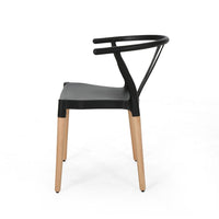 Dining Side Chair Set of 2, Sculpted Design 29 Inch Black Seat -BM335337