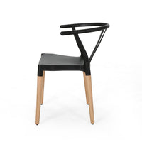 Dining Side Chair Set of 2, Sculpted Design 29 Inch Black Seat -BM335337