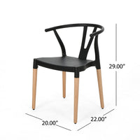 Dining Side Chair Set of 2, Sculpted Design 29 Inch Black Seat -BM335337