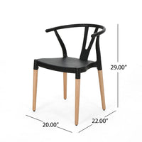 Dining Side Chair Set of 2, Sculpted Design 29 Inch Black Seat -BM335337