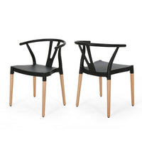 Dining Side Chair Set of 2, Sculpted Design 29 Inch Black Seat -BM335337