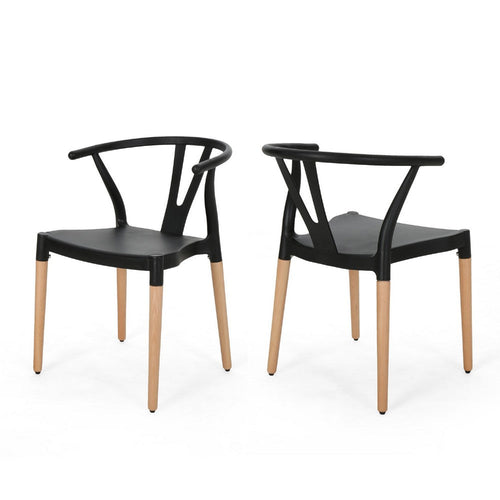 Dining Side Chair Set of 2, Sculpted Design 29 Inch Black Seat -BM335337