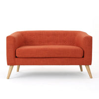 Retro Loveseat, 52 Inch Brilliant Orange Fabric, Button Tufted Back -BM335338