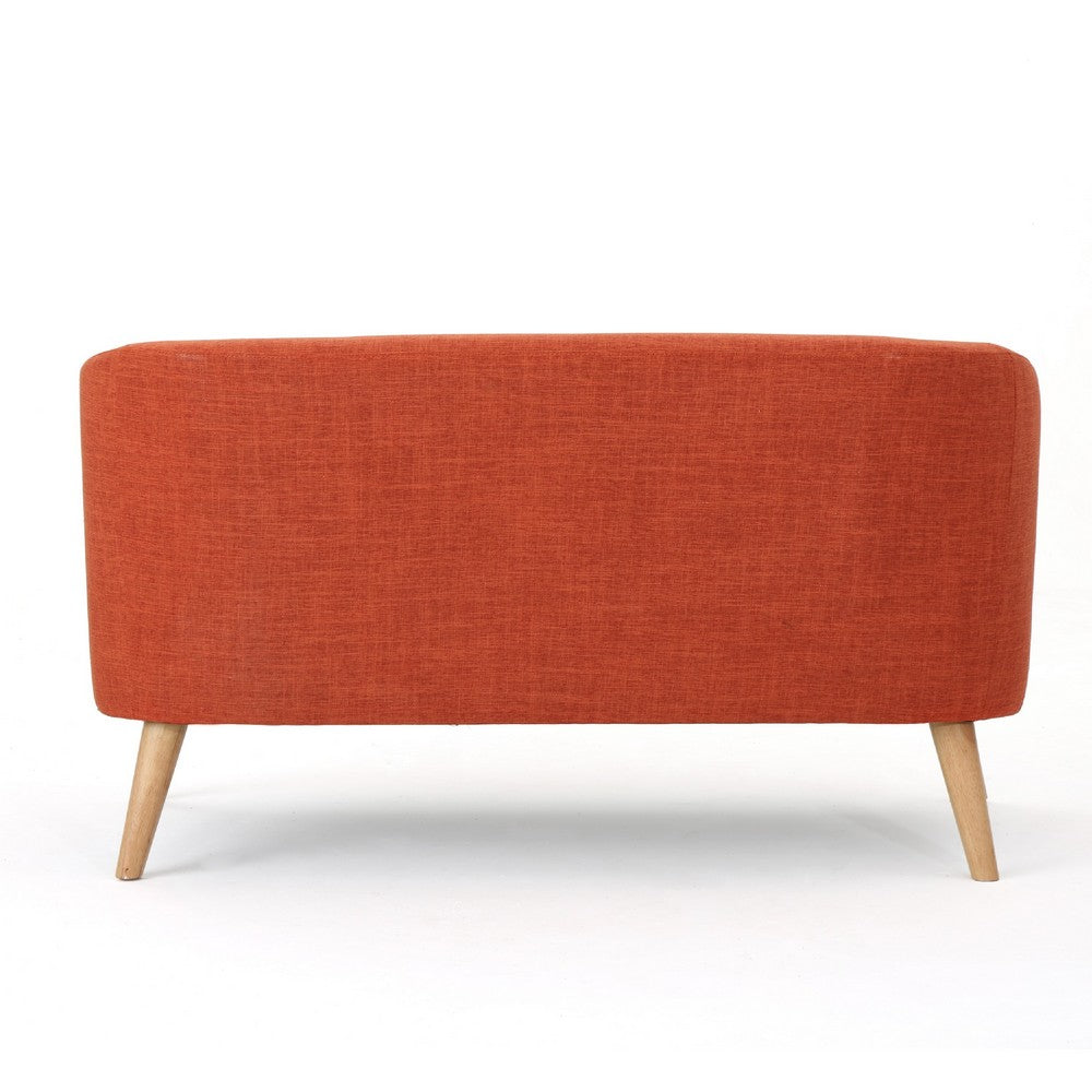 Retro Loveseat, 52 Inch Brilliant Orange Fabric, Button Tufted Back -BM335338
