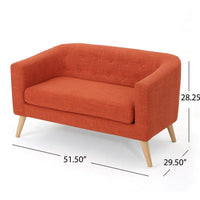 Retro Loveseat, 52 Inch Brilliant Orange Fabric, Button Tufted Back -BM335338
