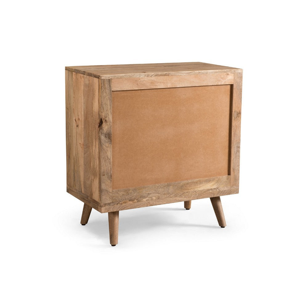 Oversize Nightstand Dresser, 3 Drawers, 3D Design Brown Mango Wood  -BM335340