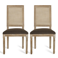 Viba Dining Chair Set of 2, Cane Dark and Light Weathered Brown Wood -BM335341