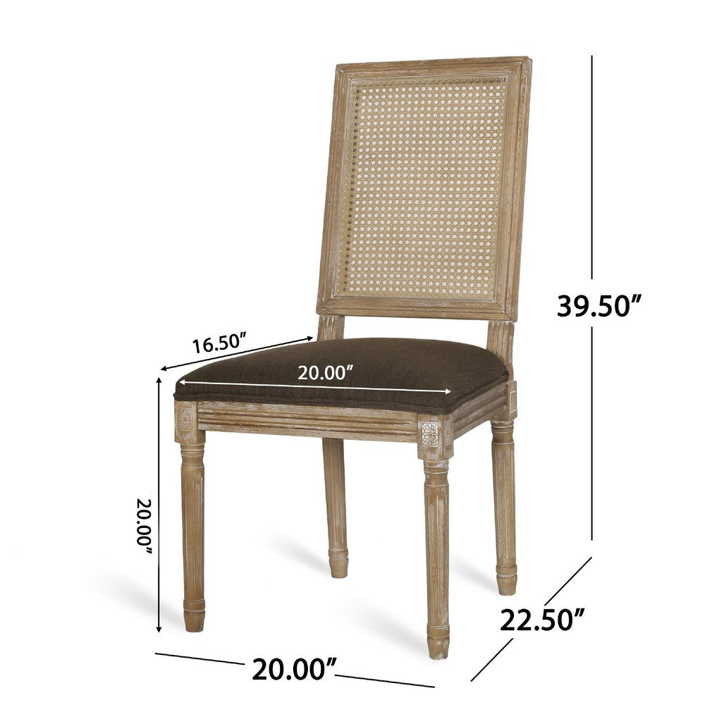 Viba Dining Chair Set of 2, Cane Dark and Light Weathered Brown Wood -BM335341