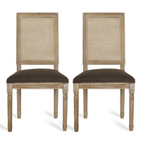 Viba Dining Chair Set of 2, Cane Dark and Light Weathered Brown Wood -BM335341