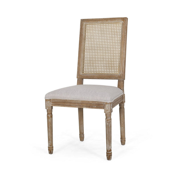 Viba Dining Chair Set of 2, Gray, Cane Light Weathered Brown Wood -BM335342