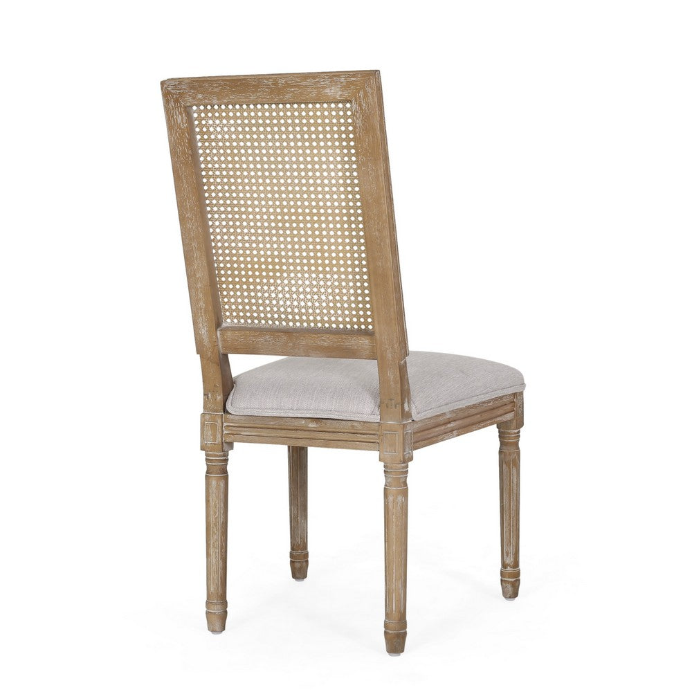 Viba Dining Chair Set of 2, Gray, Cane Light Weathered Brown Wood -BM335342