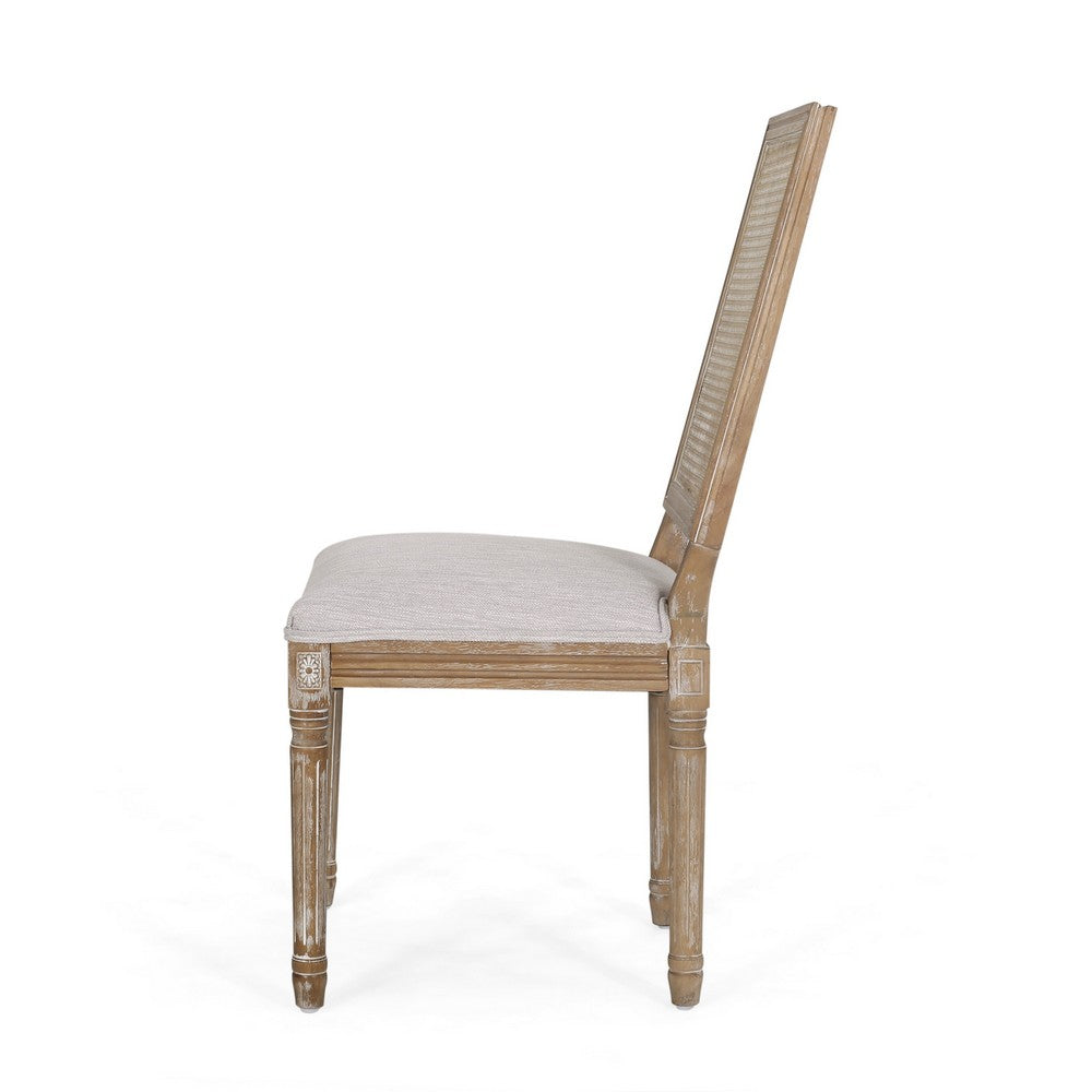 Viba Dining Chair Set of 2, Gray, Cane Light Weathered Brown Wood -BM335342