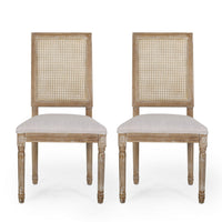 Viba Dining Chair Set of 2, Gray, Cane Light Weathered Brown Wood -BM335342