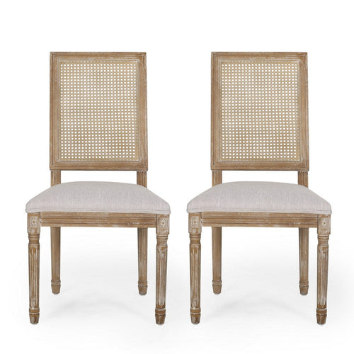 Viba Dining Chair Set of 2, Gray, Cane Light Weathered Brown Wood -BM335342