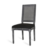 Marsie Dining Chair Set of 2, Black Fabric, Wood Frame Cane Backrest -BM335343