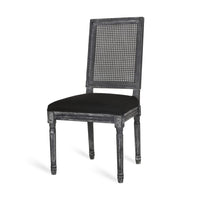 Marsie Dining Chair Set of 2, Black Fabric, Wood Frame Cane Backrest -BM335343