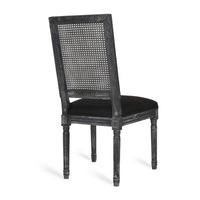 Marsie Dining Chair Set of 2, Black Fabric, Wood Frame Cane Backrest -BM335343