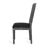 Marsie Dining Chair Set of 2, Black Fabric, Wood Frame Cane Backrest -BM335343