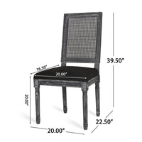 Marsie Dining Chair Set of 2, Black Fabric, Wood Frame Cane Backrest -BM335343