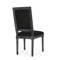 Kevin Dining Chair Set of 2, Black Fabric Padded Seat, Wood Frame -BM335344