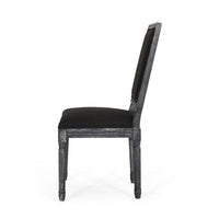 Kevin Dining Chair Set of 2, Black Fabric Padded Seat, Wood Frame -BM335344