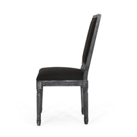 Kevin Dining Chair Set of 2, Black Fabric Padded Seat, Wood Frame -BM335344