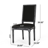 Kevin Dining Chair Set of 2, Black Fabric Padded Seat, Wood Frame -BM335344