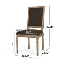 Kevin Dining Chair Set of 2, Brown Fabric Padded Seat, Natural Wood -BM335345