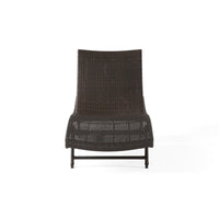 Stela Outdoor Chaise Lounger, Dark Brown Rattan, Metal Frame, 79 Inch -BM335348
