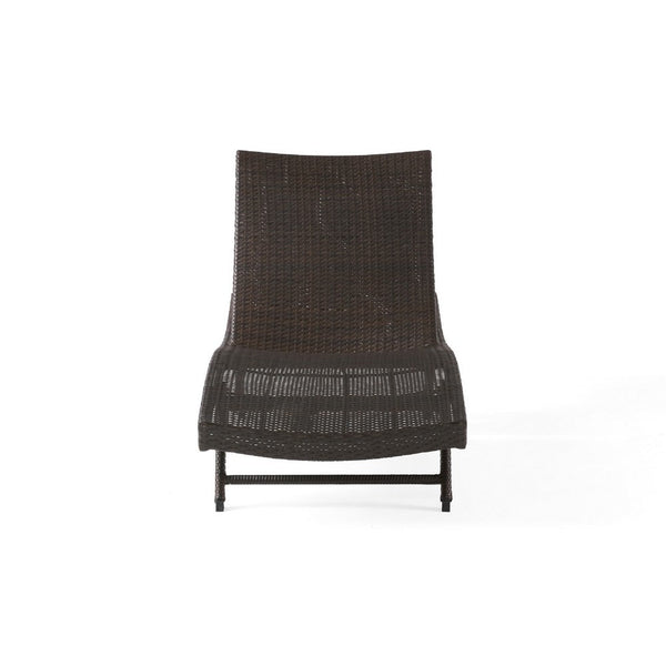 Stela Outdoor Chaise Lounger, Dark Brown Rattan, Metal Frame, 79 Inch -BM335348