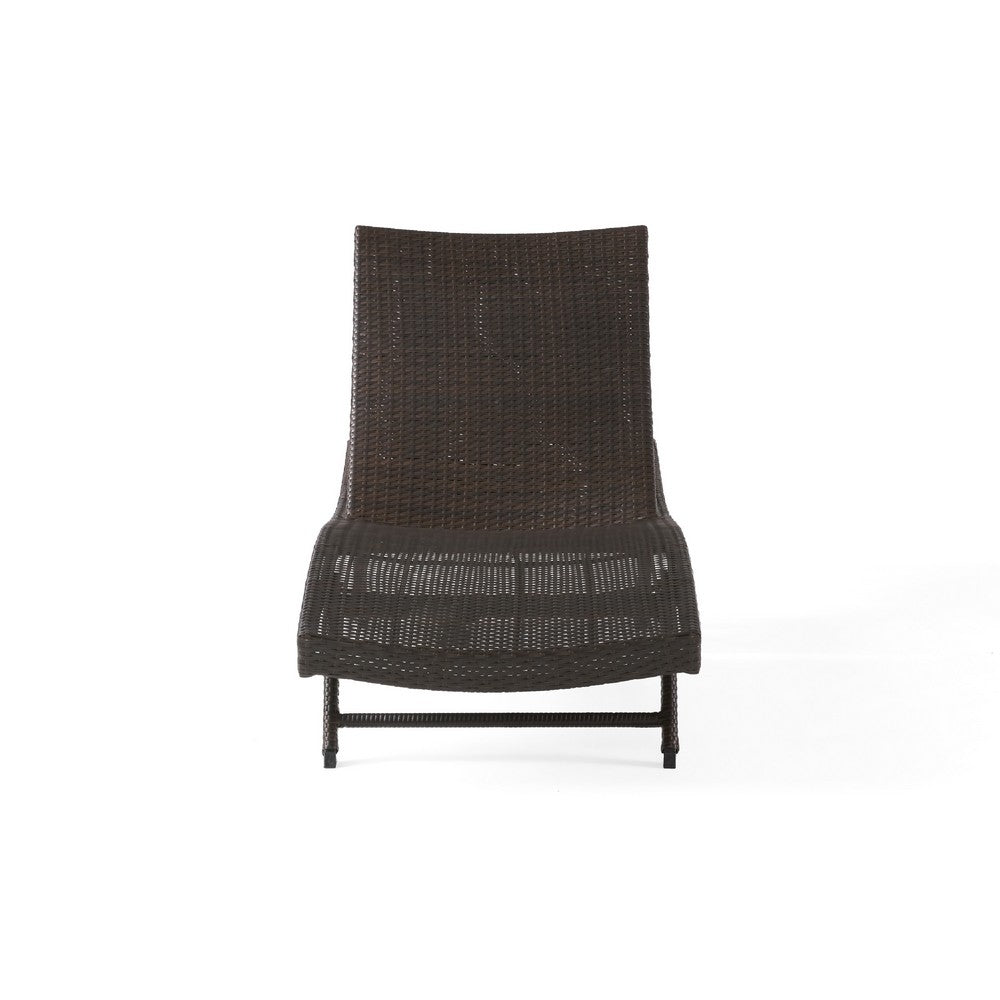 Stela Outdoor Chaise Lounger, Dark Brown Rattan, Metal Frame, 79 Inch -BM335348