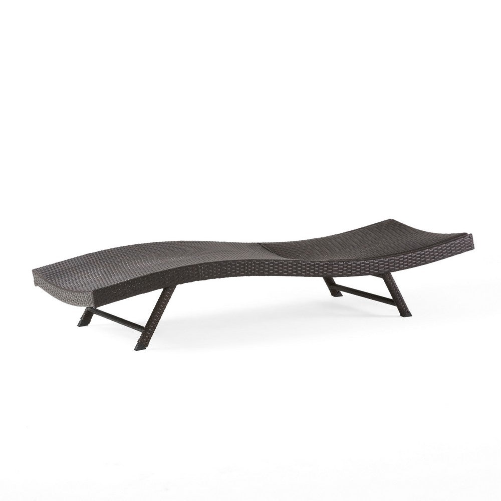 Stela Outdoor Chaise Lounger, Dark Brown Rattan, Metal Frame, 79 Inch -BM335348