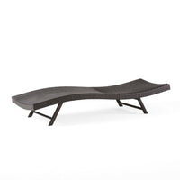 Stela Outdoor Chaise Lounger, Dark Brown Rattan, Metal Frame, 79 Inch -BM335348