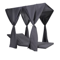 Yavi Outdoor Cushion and Curtains for Daybed, Dark Gray Fabric 79 Inch -BM335350