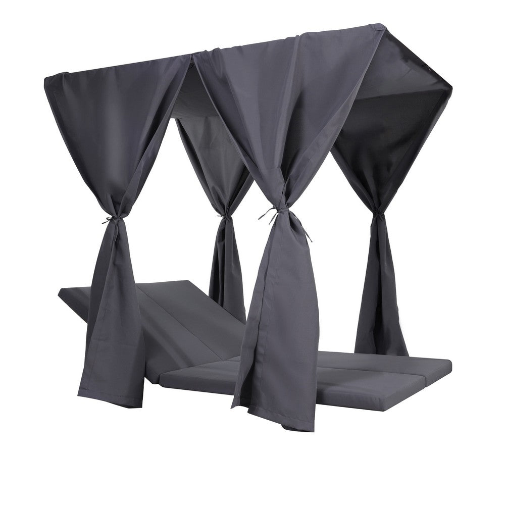 Yavi Outdoor Cushion and Curtains for Daybed, Dark Gray Fabric 79 Inch -BM335350