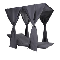 Yavi Outdoor Cushion and Curtains for Daybed, Dark Gray Fabric 79 Inch -BM335350