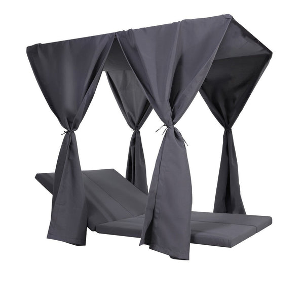 Yavi Outdoor Cushion and Curtains for Daybed, Dark Gray Fabric 79 Inch -BM335350