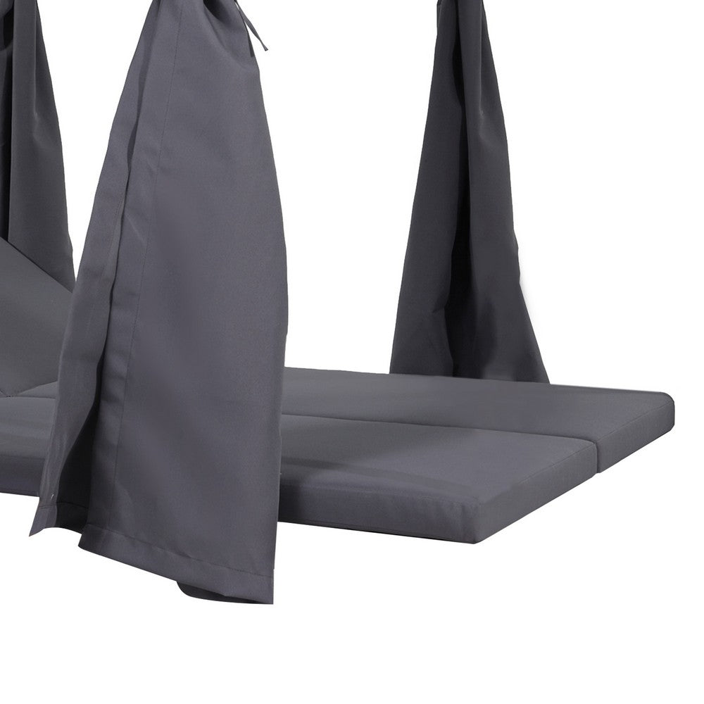 Yavi Outdoor Cushion and Curtains for Daybed, Dark Gray Fabric 79 Inch -BM335350