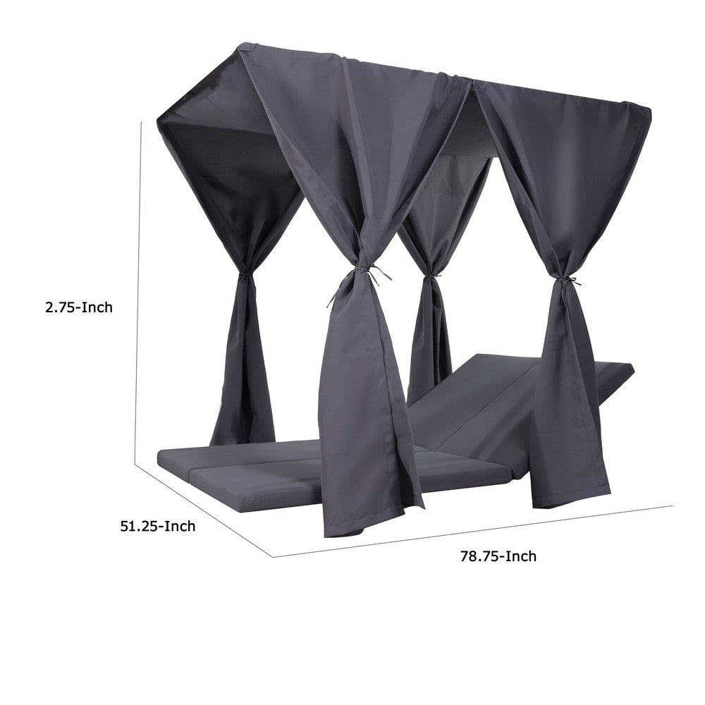 Yavi Outdoor Cushion and Curtains for Daybed, Dark Gray Fabric 79 Inch -BM335350