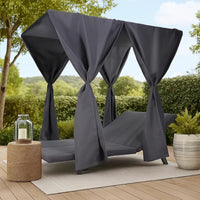 Yavi Outdoor Cushion and Curtains for Daybed, Dark Gray Fabric 79 Inch -BM335350
