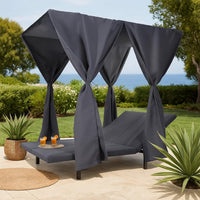 Yavi Outdoor Cushion and Curtains for Daybed, Dark Gray Fabric 79 Inch -BM335350