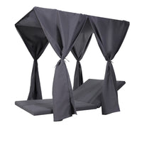 Yavi Outdoor Cushion and Curtains for Daybed, Dark Gray Fabric 79 Inch -BM335350