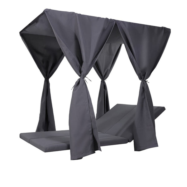 Yavi Outdoor Cushion and Curtains for Daybed, Dark Gray Fabric 79 Inch -BM335350